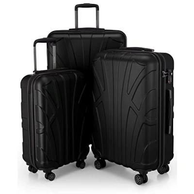 Image de Suitline Set de 3 Valise Bagages Rigide, (S, M, L), Noir