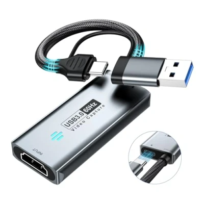 Image de Papeaso USB 3.0 Carte d&#039;acquisition vidéo, HDMI vers A/C avec PD, Capture Vidéo 1440P 30fps &amp; 1080P 60fps, pour Le Streaming, l’Enseignement, la Visioconférence ou Diffusion en Direct