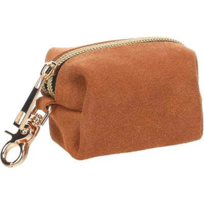 Image de Flamingo Distributeur pour sac à déjections Sueda caramel 8x5x5cm 1 rouleau inclus Avec fermeture éclair et mousqueton