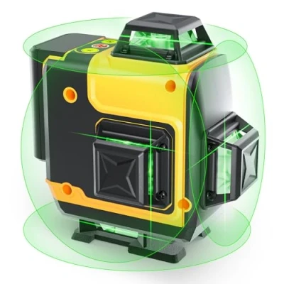 Image de Niveau Laser, FELLAT 4 x 360 Laser Vert 4D 16 Lignes Autonivelant vec Mode Pulsé, 2 Batteries Rechargeables Télécommande Support Magnétique