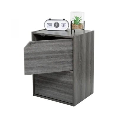 Image de Iris Ohyama, Bibliothèque de rangement, Meuble avec 2 portes et étagères, Montage facile, Design, Modulable, Bureau, Chambre, Salon Module Shelf MDB 2D Chêne Gris