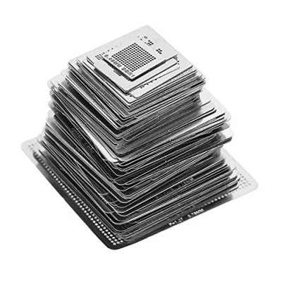 Image de Pochoirs BGA Reballing, 130pcs Universal Rebillage Rework Net Gabarits en Acier Gabarit Ensemble de Chaleur Kit 6 différentes tailles