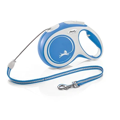 Image de Flexi, Laisse Modèle New Comfort, Version Cordon, Sangle particulièrement résistante, Système de Guidage perfectionné, Poignée réglable pour Les Tailles M et L, Made in Germany, Bleu, 8m