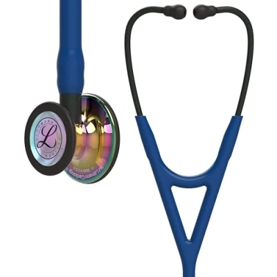 Image de 3M Littmann Stéthoscope de Diagnostic Cardiology IV, Tubulure Bleu Marine, Édition Rainbow Brillant, Base Noire et Lyre Noire, 69 cm, 6242