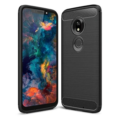 Image de SCL Coque pour Moto G7 Play Coque, Texture en Fibre de Carbone Brossée, Technologie Anti Rayures et D&#039;absorption Chocs Noir