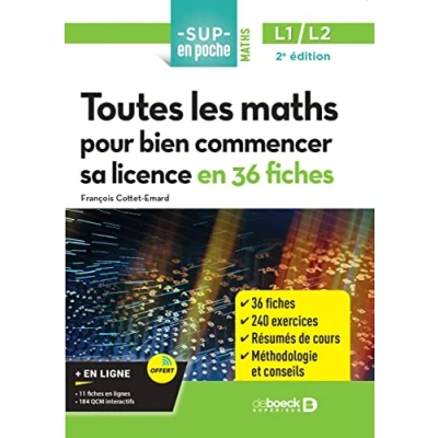 Image de Toutes les maths pour bien commencer sa licence en 36 fiches: Licences 1 et 2