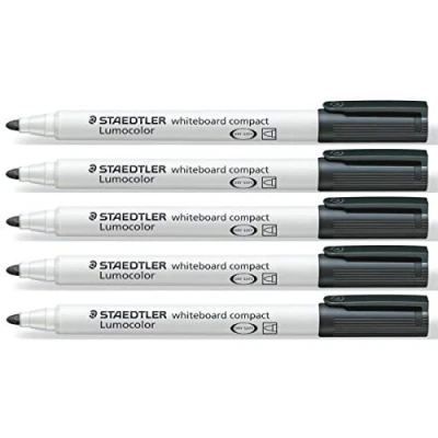 Image de Staedtler Lumocolor Marqueur Compact tableau noir Stylo pour blanc effaçable à sec Porte marqueurs 341 Lot de 5 pochettes effaçables