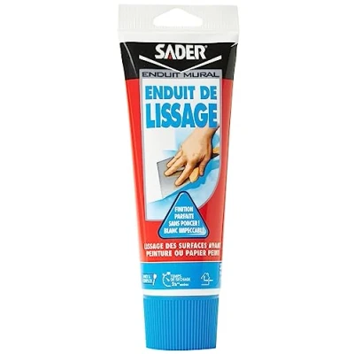 Image de Sader Enduit de Lissage Prêt à l&#039;Emploi en Pâte Mur Intérieur et Plafond Utilisable comme Joint Plaque Plâtre, Rebouche Trou Jusqu&#039;à 2 mm Bouche Pore Bois Blanc Tube 330 g