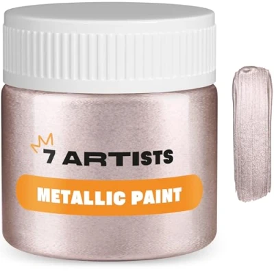 Image de 7 Artists Peinture Acrylique Or Rose 50 ml Dorée Brillant Doré Golden Liquide Doree Tout Support pour Pierre Tombale, Tombe, Bois
