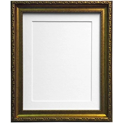 Image de FRAMES BY POST Cadre photo shabby chic doré avec passe partout blanc 60 x 80 cm pour image de 50 70 (verre plastique)