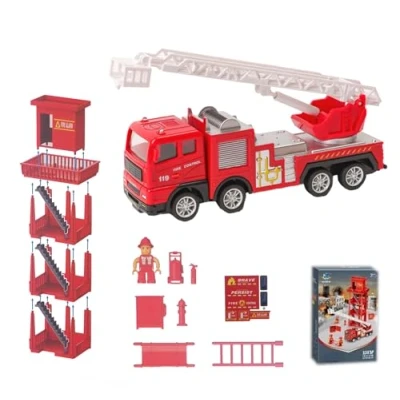 Image de AptoFun Set de Jouets Pompiers avec 1:55 appuyer et partir. Camion (17 * 4,8 7,2cm), caserne 2 Les Outils pour Enfants Ans Plus