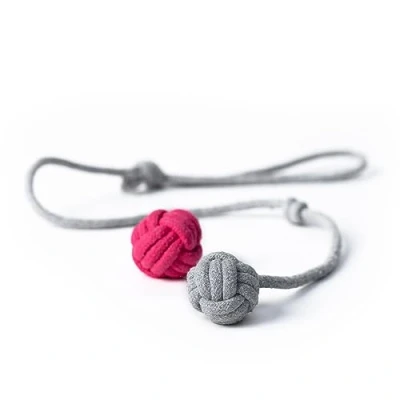 Image de LucyBalu® Jouet interactif pour Chat Lot de Jouets Balles Noeud Jeu à Lancer Jeux Chats d&#039;intérieur 2 Rose/Gris