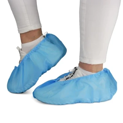Image de 100 ARNOMED PP couvre chaussures jetables, bleus avec semelle antidérapante, ABS antidérapant, jusqu&#039;à la taille 47, dimensions : 17x40cm