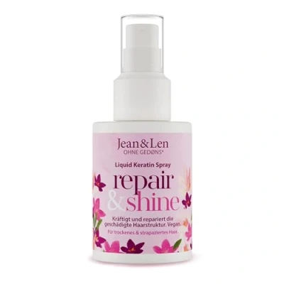 Image de Jean &amp; Len Liquide Kératine en Spray, avec Protéines et Éléments de Phytokératine, Soin pour Cheveux Abîmés, Parfum Bois Santal Soie, sans Parabènes ni Silicones, 100 ml