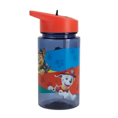 Image de P:os 28230 Gourde avec motif Paw Patrol, transparente paille à rabattre, sans BPA, capacité d&#039;environ 430 ml, idéale pour l&#039;école, le sport et les loisirs