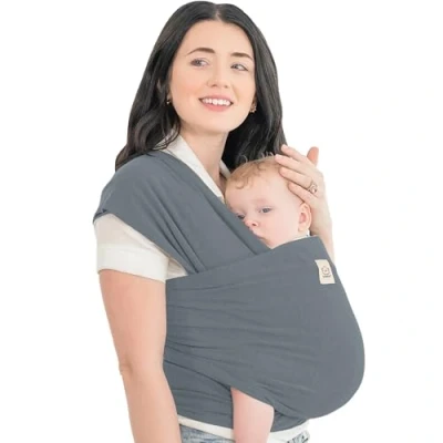 Image de Écharpes de portage élastiques tout en un Porte bébé nourrisson Écharpe mains libres Cadeau naissance Taille unique (Midnight Gray)