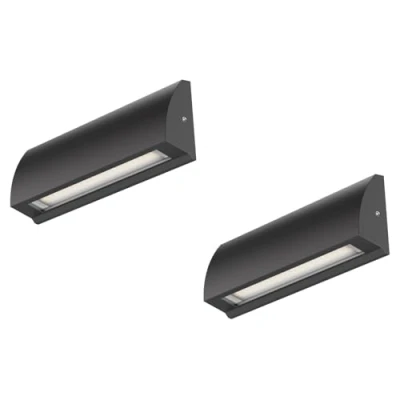 Image de ledscom.de 2 pièces Applique murale LED/éclairage d&#039;escalier SEGIN pour l&#039;extérieur, IP54, plat, downlight, noir mat, carré, 6,3 W, 630lm, blanc froid