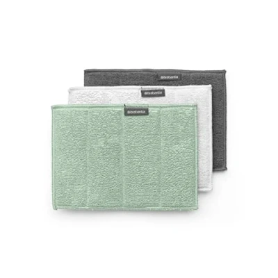 Image de Brabantia Pads de Nettoyage en Microfibre Sinkside Éponge Lavable Machine pour Nettoyer la Vaisselle, Les Comptoirs &amp; Miroirs Lot 3 Dark Grey/Light Grey/Jade Green