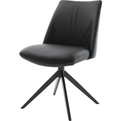 Image de Chaise pivotante Elso Flex cuir de vache noir pied croisé large pivotement sur 360 fonction bascule ressorts ensachés