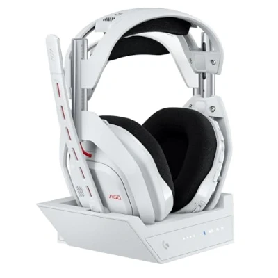 Image de Logitech G Astro A50 LIGHTSPEED Casque gaming sans fil + station d&#039;accueil (Gen 5), PRO GRAPHENE, basculement à 3 systèmes, USB C vers Xbox, PS5, PC/Mac ou Nintendo Switch, Bluetooth Blanc