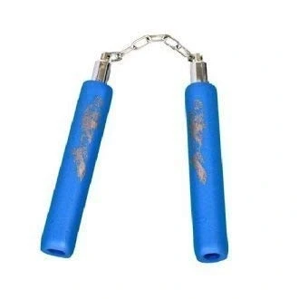 Image de Playwell Enfants 8 Pouce Nunchaku Mousse avec chaîne Tout Bleu