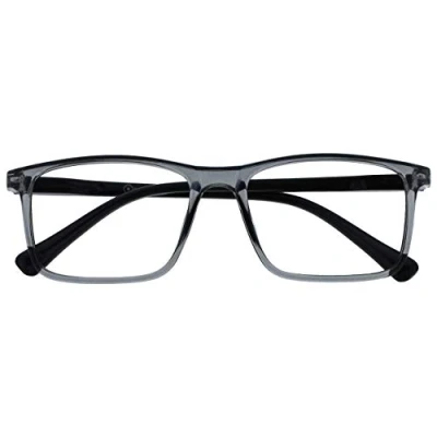 Image de OPULIZE R4 7 150 Reading Glasses, Devant Gris Transparent avec Bras Noirs, 1,50 Grossissement Unisex