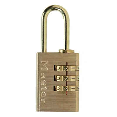 Image de Master Lock 620EURD Cadenas à Combinaison 3 Chiffres en Aluminium et Finition Laiton, Doré, 5,6 x 1,4 cm