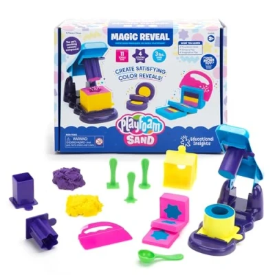Image de Learning Resources Playfoam Sable Magique révélation, Jouet sensoriel, Plus de 1,3 kg Jeu, 4 Couleurs, 11 Outils, ne sèche Pas, créez des tranches et révélez Vos créations, dès 3 Ans