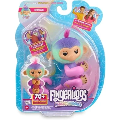 Image de Fingerlings 3181 Bébé Singe interactif Magique Norah (Bleu Sarcelle et Violet), Dit Fortune Humeur, Plus de 70 Sons réactions (5 Ans), Rose