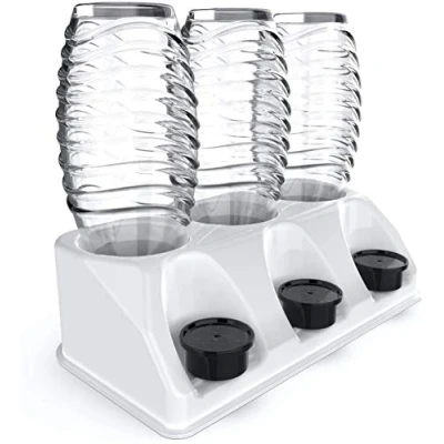 Image de SODACLEAN Lot de 3 porte bouteilles en plastique, brillants, pour Soda Stream Aarke Emil, avec support couvercle, égouttoir Crystal Easy Power
