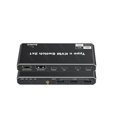 Image de Commutateur KVM USB C 2 en 1 sortie 8K à 60 Hz 4K 120 Hz, pour Windows 11/10/8/7/Vista/XP, Mac OS X 10.9, compatible avec Thunderbolt 3 et 4