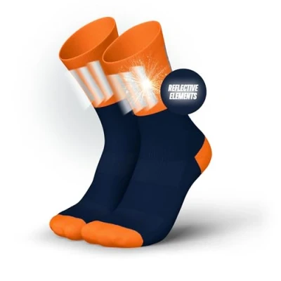 Image de INCYLENCE Chaussettes de course High Viz avec réflecteurs Fonctionnelles et respirantes pour une visibilité maximale, 1 paire, V3 Bleu Orange, 35 38