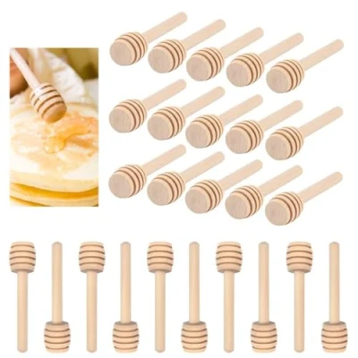 Image de RHQFDM DCQQ 25 Pièces Cuillère à Miel Bâtonnet De Distribution Portable Tige D&#039;agitation pour Le Distribue Drizzle Confiture Mélasse Faveurs Fête Mariage, (fengmibang8cm)