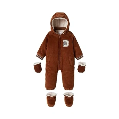 Image de VERTBAUDET Combi pilote en velours côtelé bébé avec pieds et moufles détachables beige 24M(86CM)
