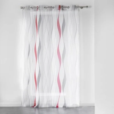 Image de douceur d&#039;intérieur, Voilage à Oeillets (140 x 240 cm) Ondulys Rouge, Voile Imprimé Transfert