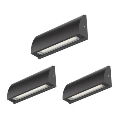 Image de ledscom.de 3 pièces Applique murale LED/éclairage d&#039;escalier SEGIN pour l&#039;extérieur, IP54, plat, downlight, noir mat, carré, 6,2 W, 566lm, blanc chaud