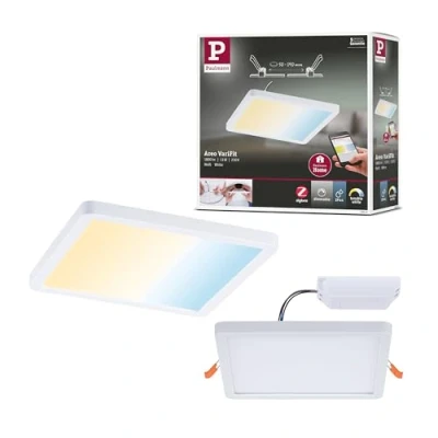 Image de Paulmann 93047 Areo VariFit Panneau LED encastrable IP44 Zigbee Tunable White 175 x mm carré avec 1 13 W à intensité Variable Blanc Plastique 3000 K