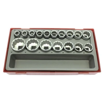 Image de TengTools 03570207 Jeu de douilles 17 dodécagonal 1/2 carré intéreur / femelle