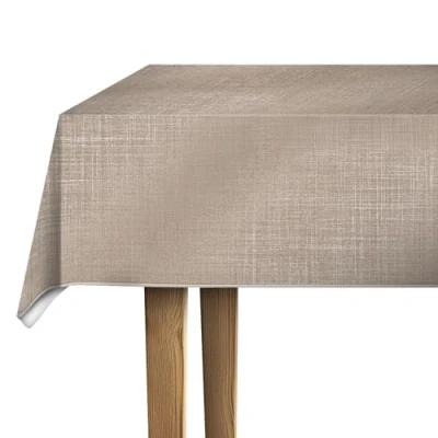 Image de d c fix nappe de table toile cirée Monte Carlo Sharon Greige anti tache en plastique PVC linge enduite pour intérieur et extérieur 150 cm rond