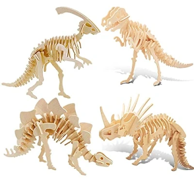 Image de Puzzle 3D,Puzzle en Bois,Puzzle 3D Dinosaure,Puzzles pour Adultes ou Enfants,Modèle Dinosaure DIY 3D,Jouets Parfaits Les Enfants