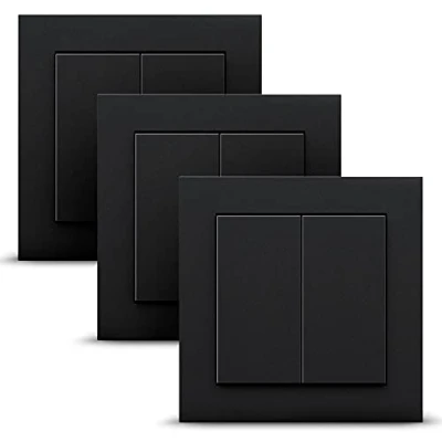 Image de GIRA + Senic Friends of Hue Smart Switch 3x Interrupteurs sans fil et variateurs de lumière Homekit Compatible Philips (pas piles, pas charge) Fabriqué en Allemagne Noir