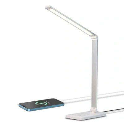 Image de LQWELL® Lampe de Bureau LED À IntensitÉ Variable, 5 Couleurs, 10 Niveaux LuminositÉ, Chevet Respectueuse des Yeux, Chargement USB, Contrôle Tactile Et Fonction MÉMoire Pour Le