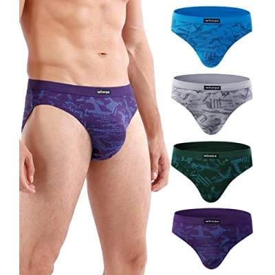 Image de wirarpa Slip Homme Elasticité Microfibre sous Vetement Lot de 4 Multicolor Taille M