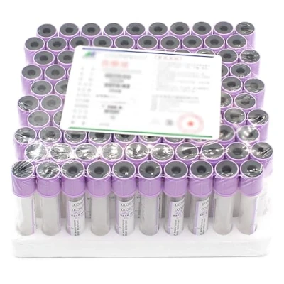 Image de Tube de prélèvement sanguin sous Vide 100 pièces, Tubes en Verre K2 2 ML/3 ML/5 ml/10 ML avec Bouchon à vis Violet pour Laboratoire, Laboratoire
