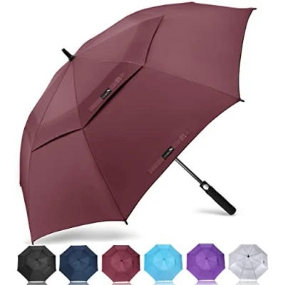 Image de ZOMAKE Grand Parapluie De Golf XL Parapluies Grande Taille 2 3 Personnes Anti Tempete,Extra Large Automatique Umbrella Double Canopée Homme Femme,(Marron)