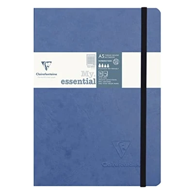 Image de Clairefontaine 793424C Collection Age Bag Un Carnet Élastiqué Cousu MyEssential Bleu A5 14,8x21 cm 192 Pages Numérotées Petits Carreaux Papier Ivoire 90 g Couverture Carte Lustrée Grain Cuir
