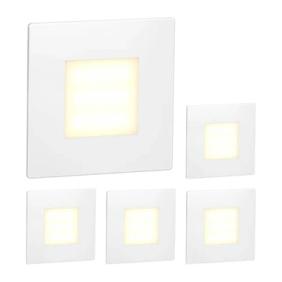 Image de ledscom.de 5 pièces Lumière d&#039;escalier LED/lampe murale encastrée FEX pour l&#039;intérieur et l&#039;extérieur, carrée, 85 x 85mm, blanc chaud