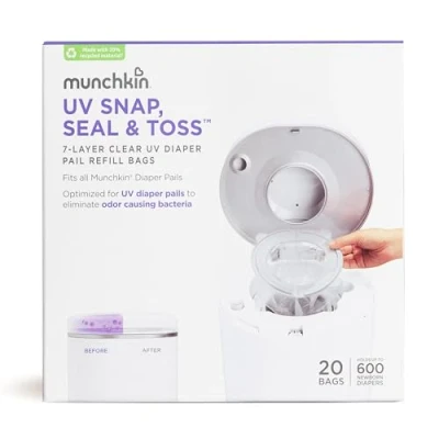 Image de Munchkin Lot de 20 sacs recharge pour seau à couches UV Snap, Seal &amp; Toss Peut contenir 600