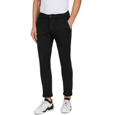 Image de REPLAY Hommes Chino Zeumar Slim Fit Hyperflex X Lite mit Stretch, Schwarz (Black 040 1), 34W / 32L