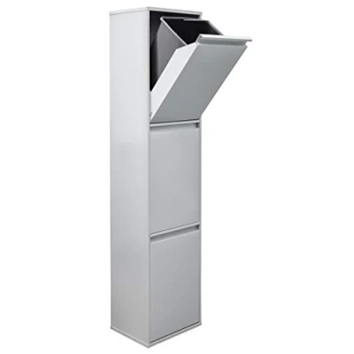 Image de ARREGUI Basic CR302 B Poubelle de Recyclage Cuisine 3 Bacs x 17 L (51 L) Tri Sélectif Rangements Meuble en Acier avec Seaux Sac gris
